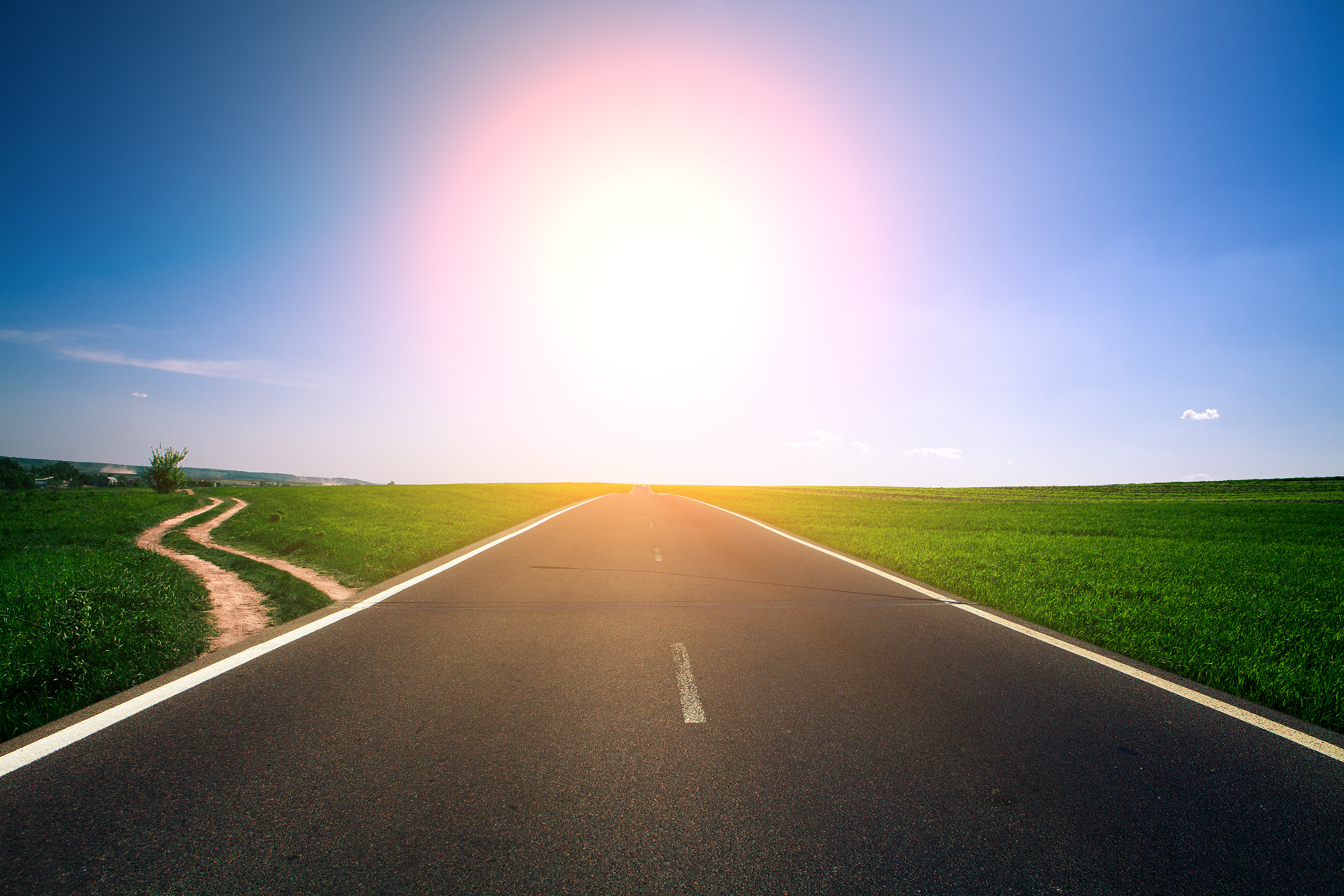 Open road with sunlight